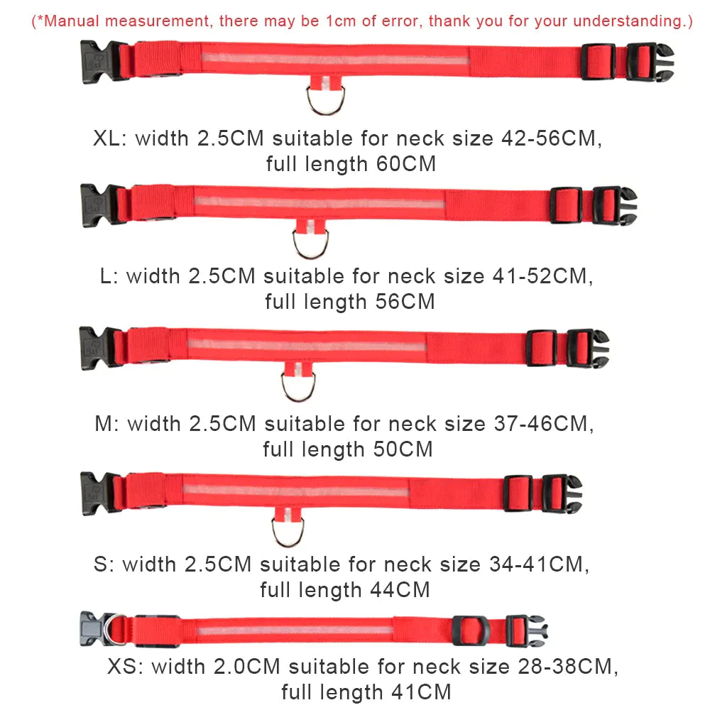 Collar Ajustable para Perro LED con Luz Intermitente y Resplandeciente para la Seguridad de Mascotas a Prueba de Agua