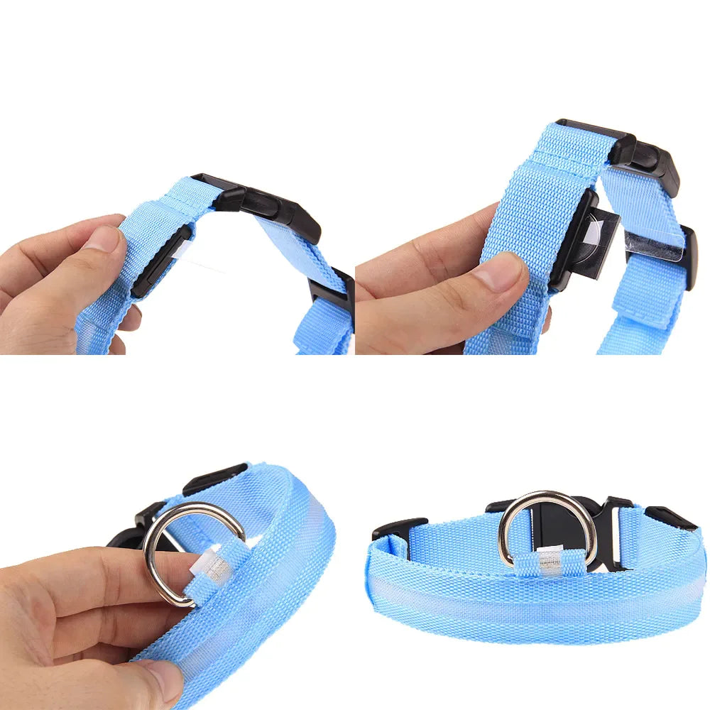 Collar Ajustable para Perro LED con Luz Intermitente y Resplandeciente para la Seguridad de Mascotas a Prueba de Agua